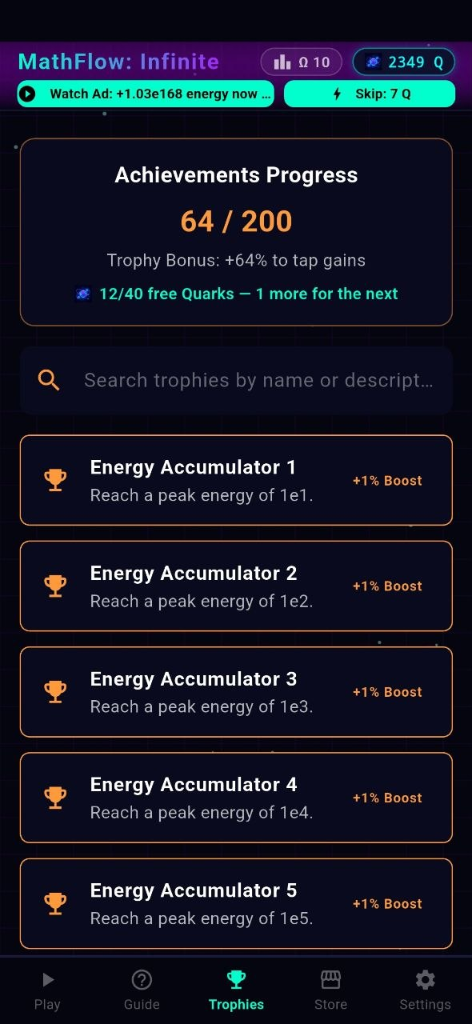 MathFlow: Infinite Trophies